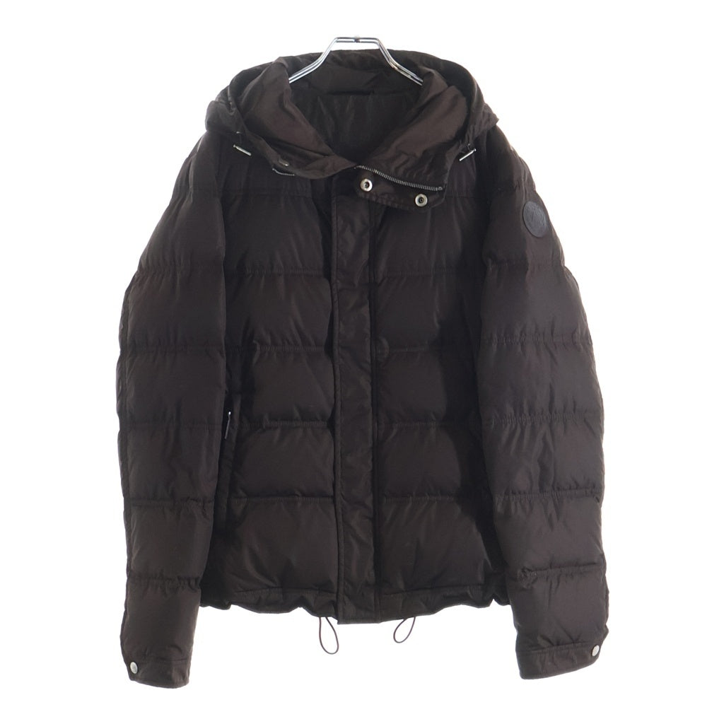 GUCCI(グッチ) 10AW フーデッドダウンジャケット ナイロン ロゴパッチ ジップアップ ブラウン 245744