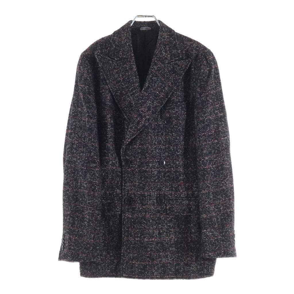 DOLCE & GABBANA(ドルチェアンドガッバーナ) チェック柄ダブルブレステッドジャケット ブラック×レッド アルパカ #44 WJS13