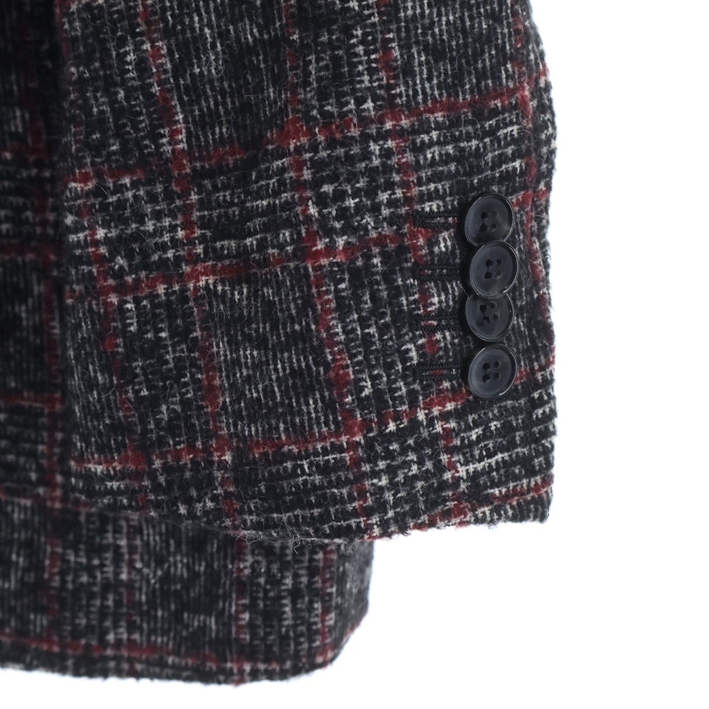 DOLCE & GABBANA(ドルチェアンドガッバーナ) チェック柄ダブルブレステッドジャケット ブラック×レッド アルパカ #44 WJS13