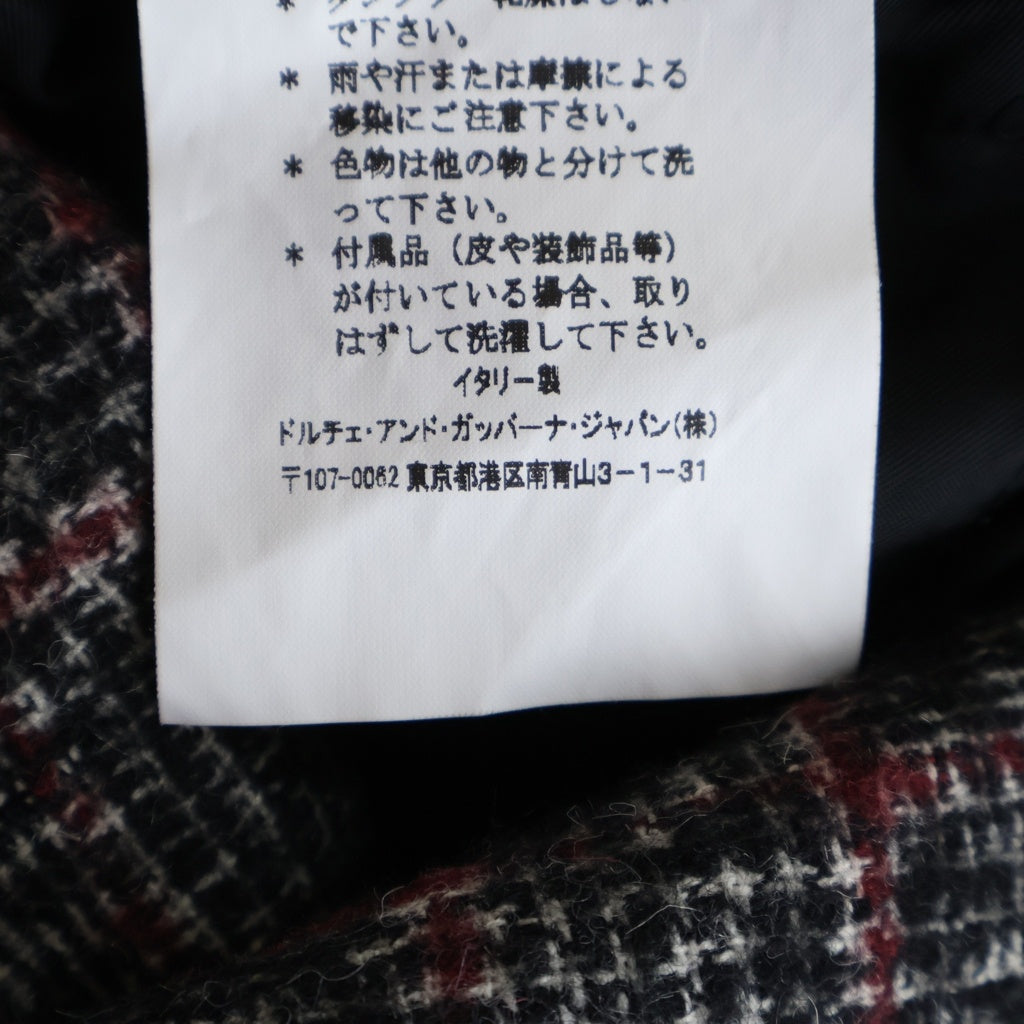 DOLCE & GABBANA(ドルチェアンドガッバーナ) チェック柄ダブルブレステッドジャケット ブラック×レッド アルパカ #44 WJS13