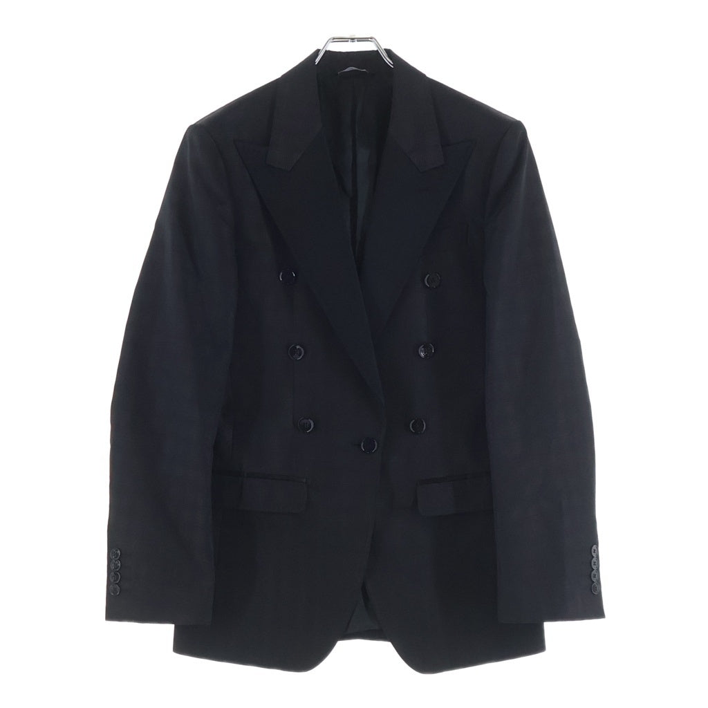 DOLCE & GABBANA(ドルチェアンドガッバーナ) チェック柄ダブルブレステッド切り替えジャケット ブラック ポリエステル #44