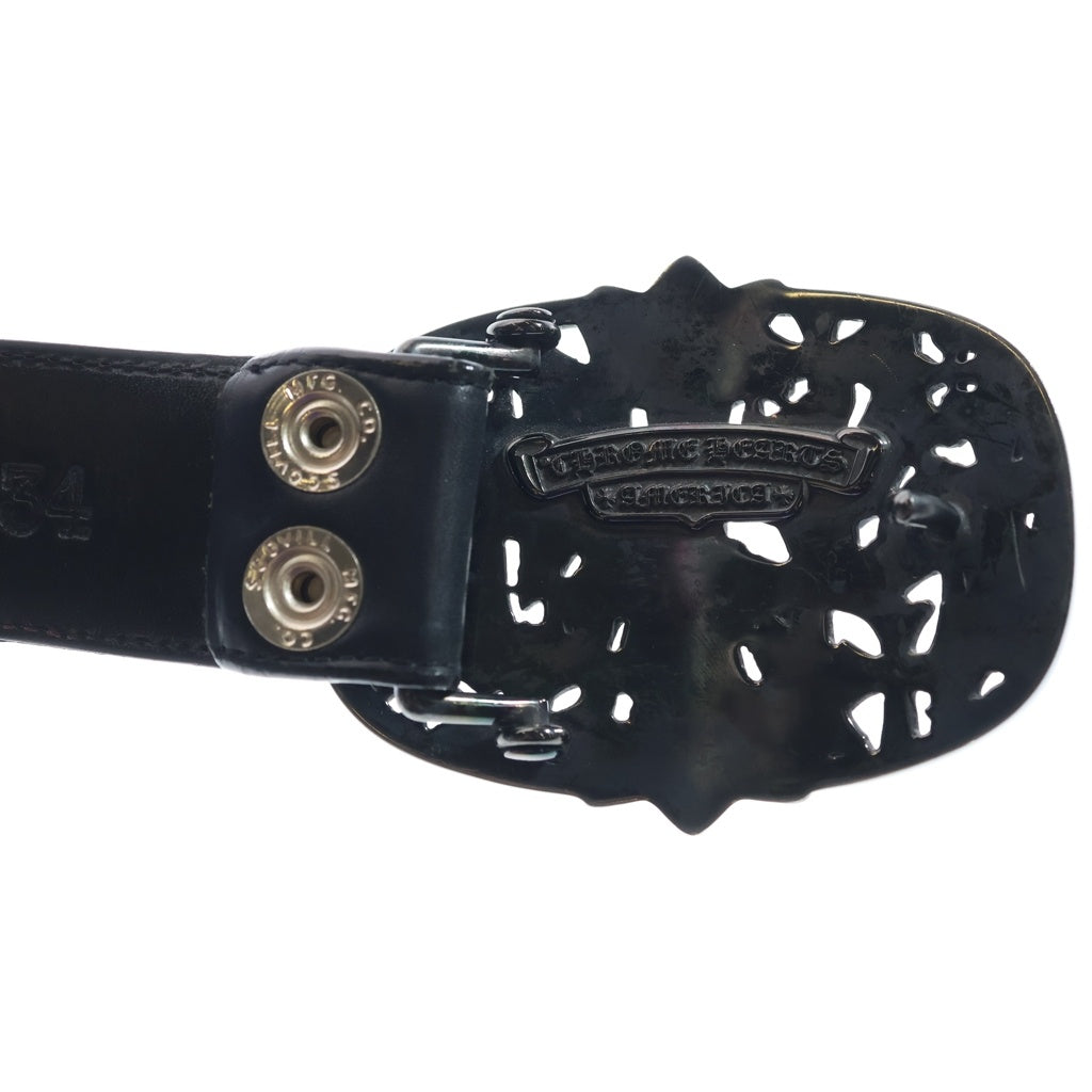 CHROME HEARTS(クロムハーツ) セメタリークロスバックル セメタリークロスパッチ レザーベルト ブラック #34