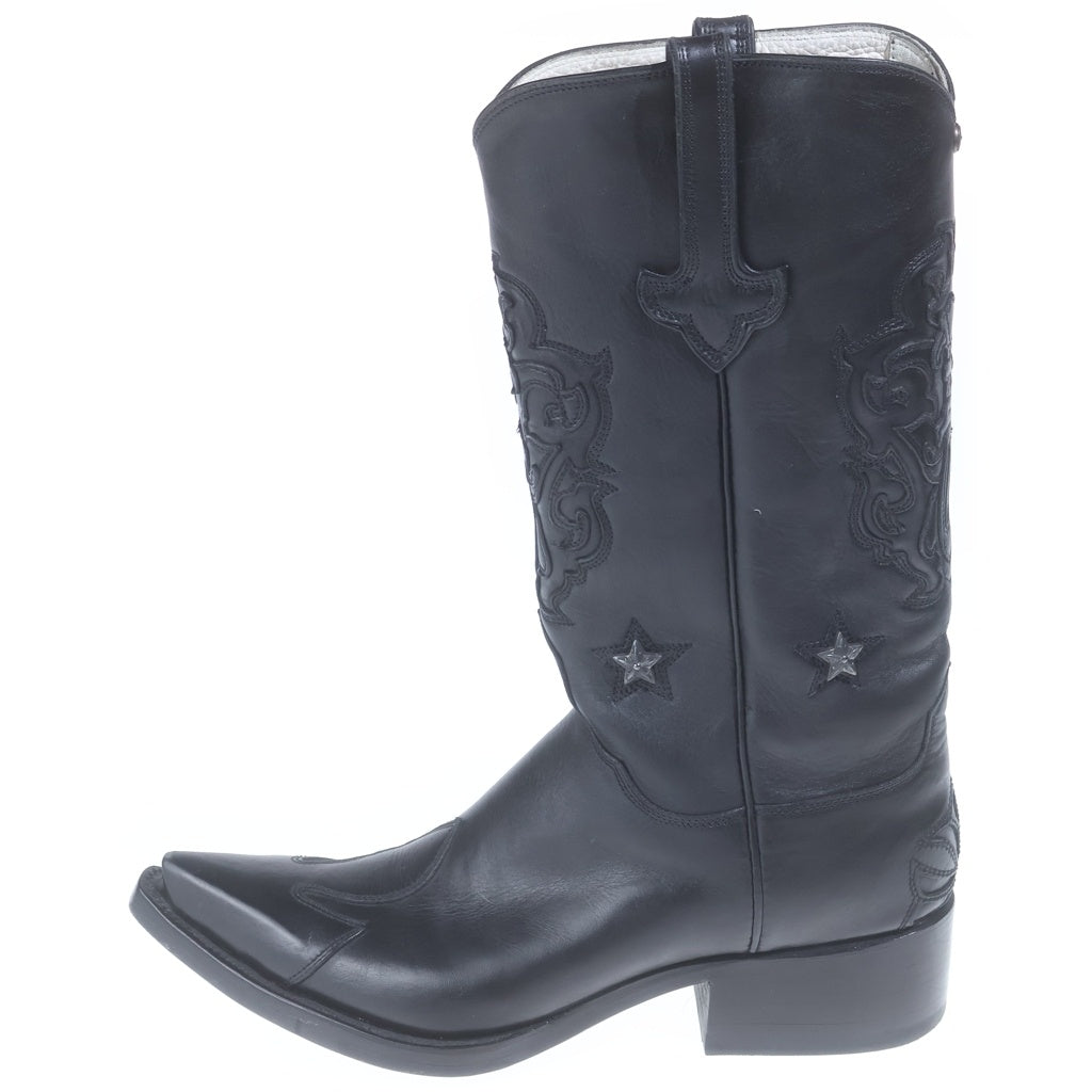 CHROME HEARTS(クロムハーツ) COWBOY WESTERN カウボーイウエスタン スターコンチョ レザーブーツ ブラック #M9.5