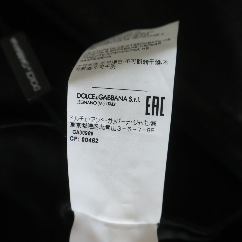 DOLCE & GABBANA(ドルチェアンドガッバーナ) レザー切り替え ダメージ加工デニムジャケット 異素材ミックス ロゴ ブラック G9UM5Z