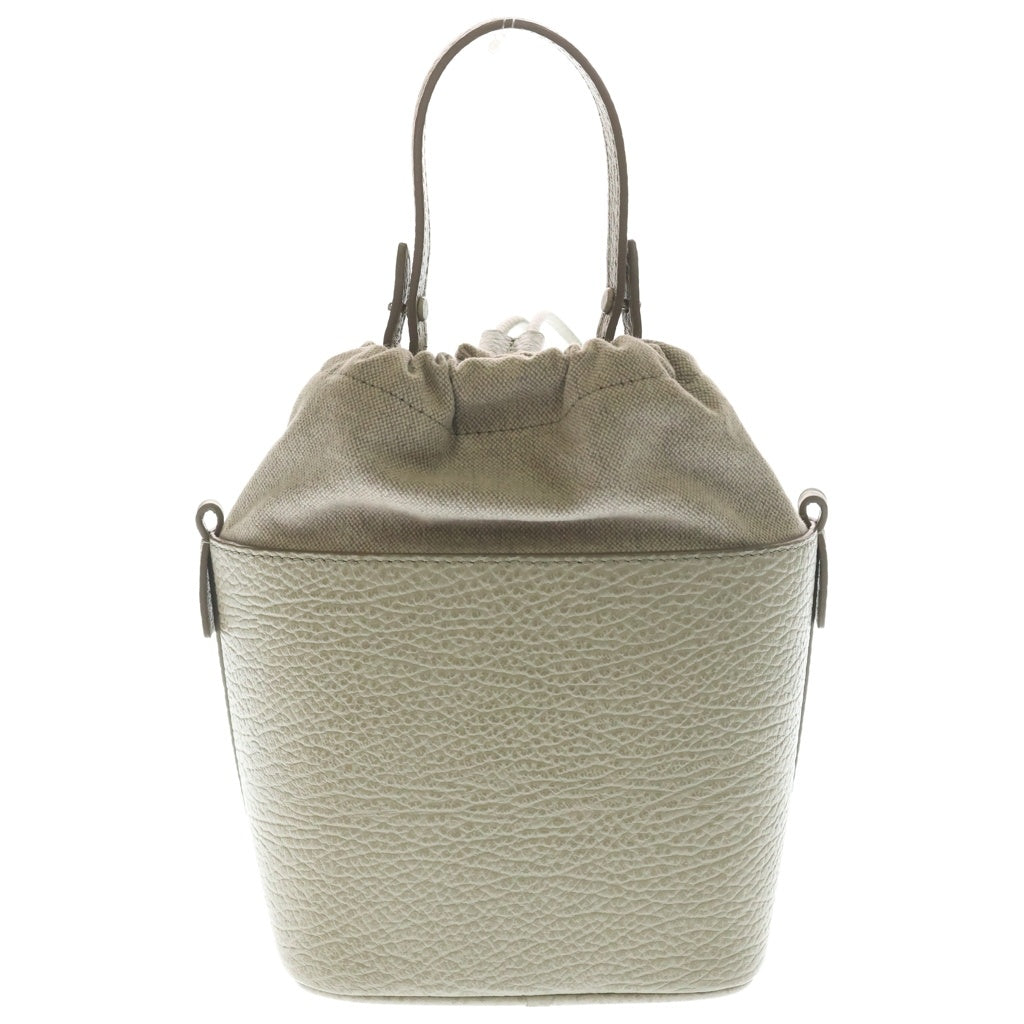 Maison Margiela(メゾンマルジェラ) 5ACバケット 2WAYバッグ ハンドバッグ ショルダーバッグ グレージュ レザー×キャンバス SW61G0035 シルバー金具 レディース