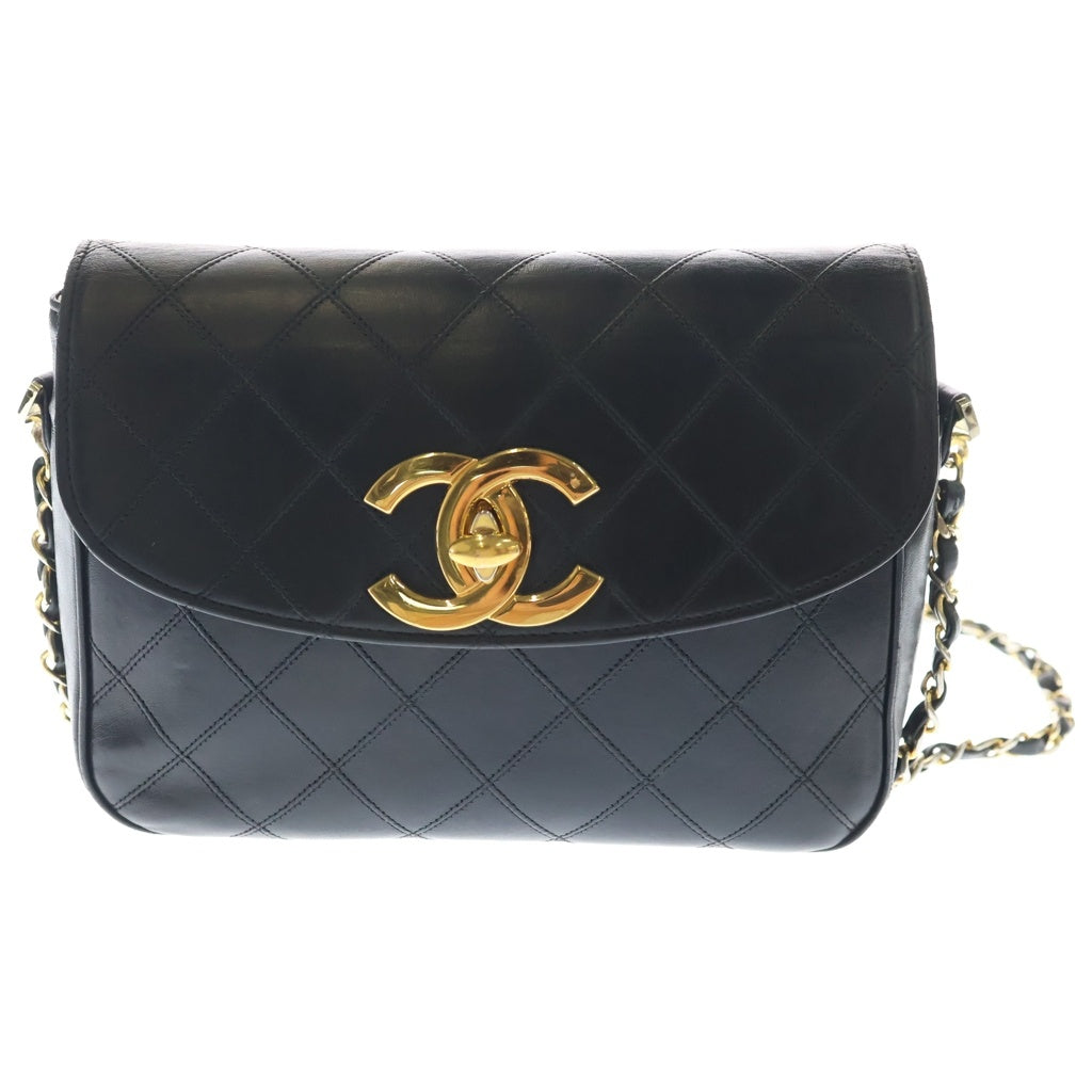 CHANEL(シャネル) マトラッセ シングルフラップ シングルチェーンショルダーバック ブラック ラムスキン ゴールド金具 レディース