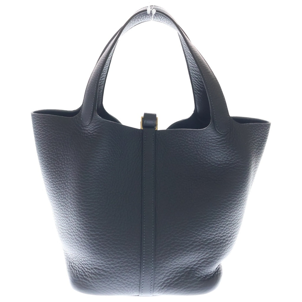 HERMES(エルメス) ピコタンロックMM キャバン トリヨンクレマンス レザー ハンドバッグ ゴールド金具 グレー K刻印 レディース
