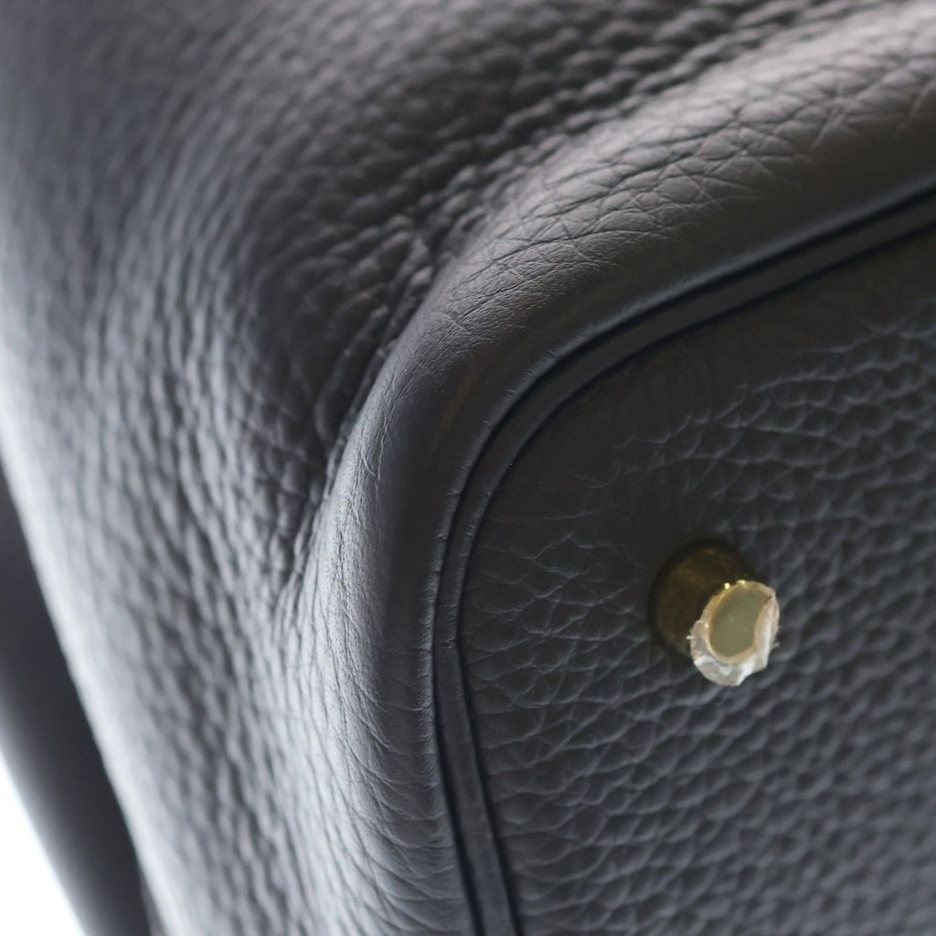 HERMES(エルメス) ピコタンロックMM キャバン トリヨンクレマンス レザー ハンドバッグ ゴールド金具 グレー K刻印 レディース