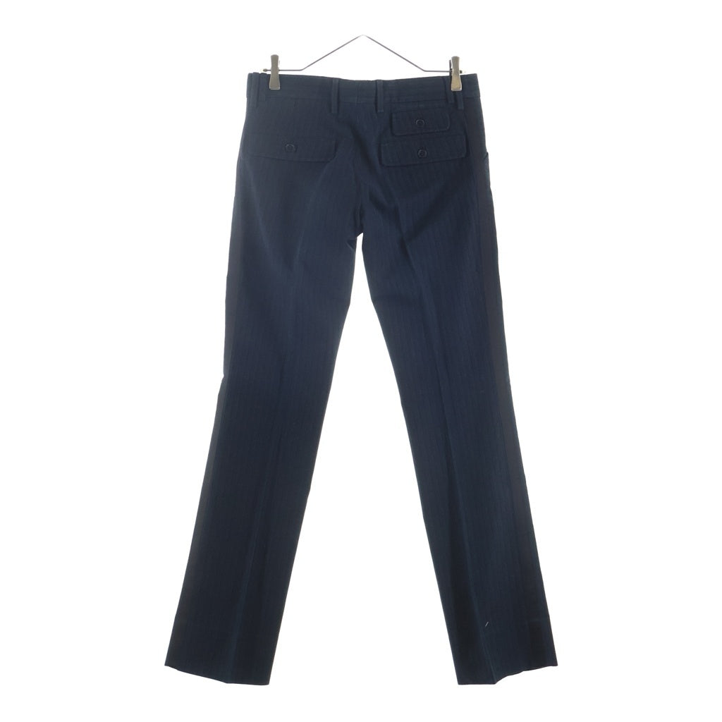 DOLCE & GABBANA(ドルチェアンドガッバーナ) センタープレス ストライプ コットン ストレートパンツ ボトムス #44 ブラック