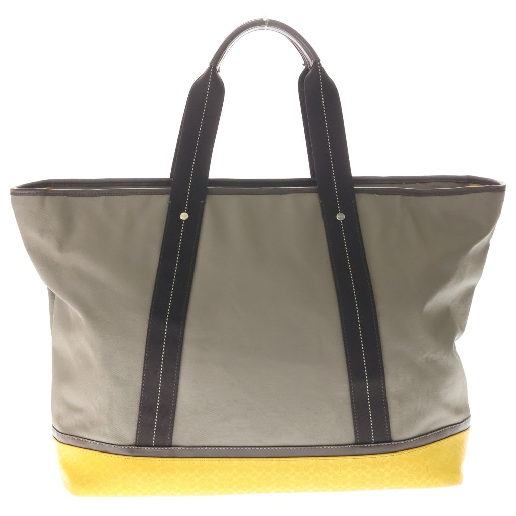 COACH(コーチ) ウィークエンド キャンバス レザー トートバッグ ハンドバッグ グレー/イエロー F70832