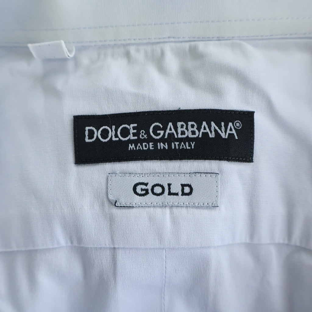 DOLCE & GABBANA(ドルチェアンドガッバーナ) ゴールド コットン 長袖 ロングスリーブシャツ #37 ブルー G5625T