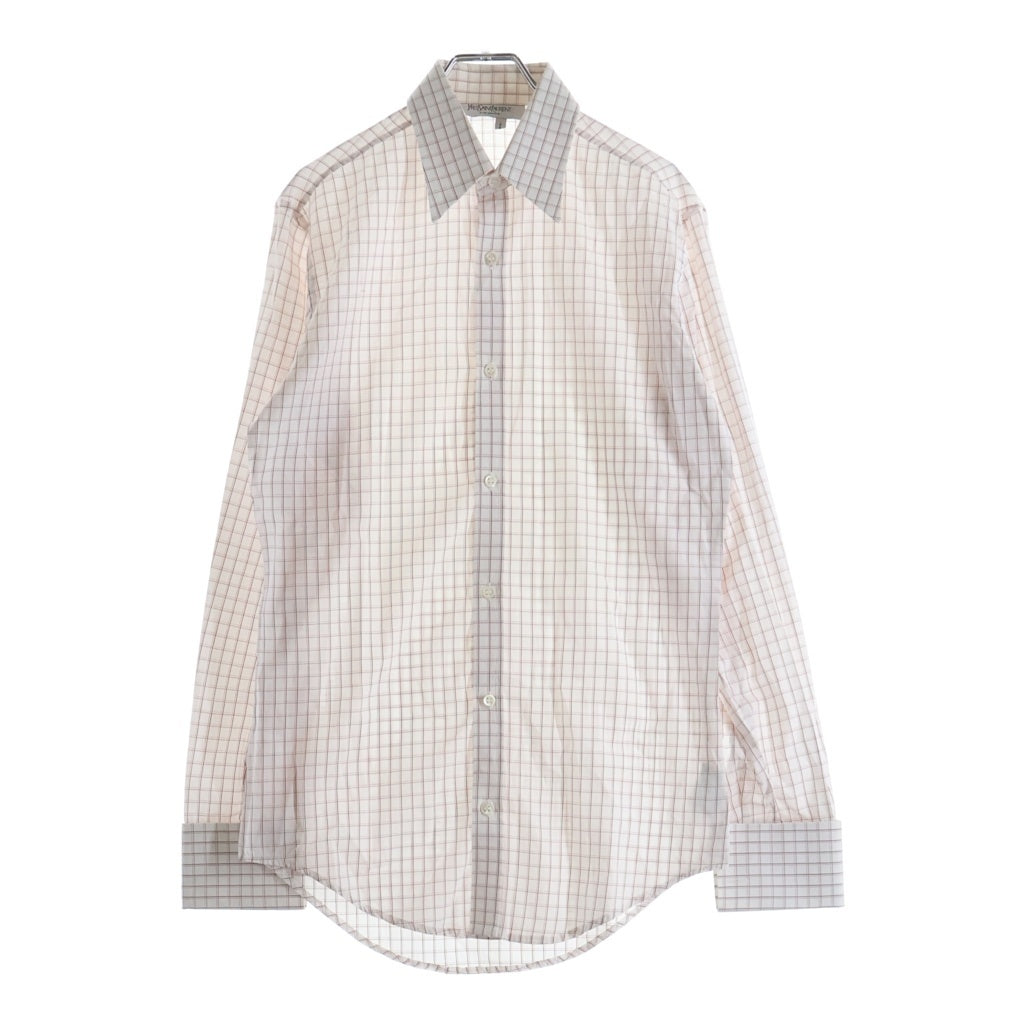 YVES SAINT LAURENT(イヴサンローラン) チェック コットン 長袖 ロングスリーブシャツ #38 レッド