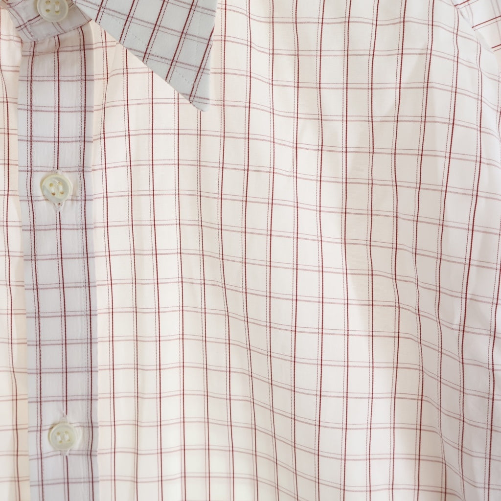 YVES SAINT LAURENT(イヴサンローラン) チェック コットン 長袖 ロングスリーブシャツ #38 レッド