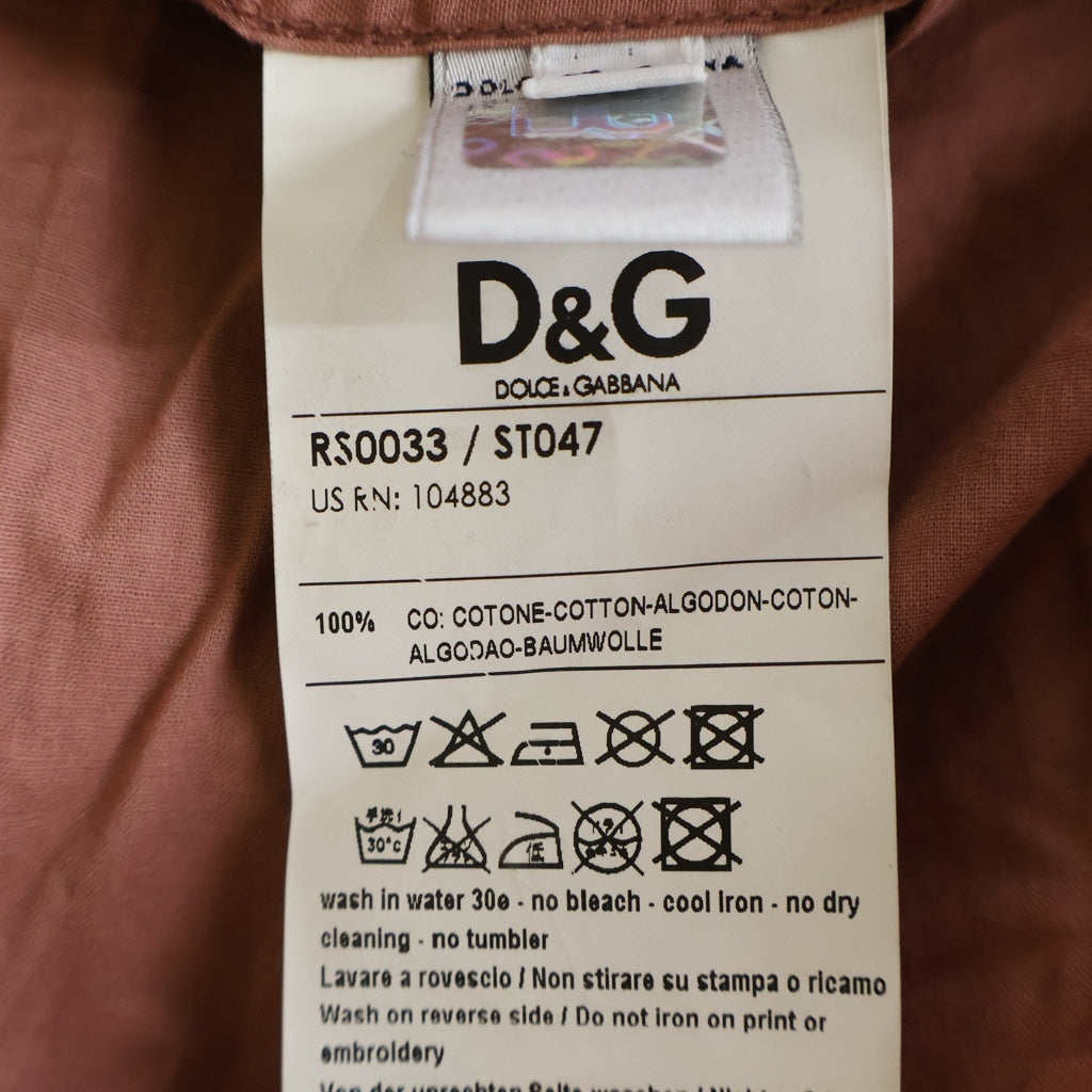 DOLCE & GABBANA(ドルチェアンドガッバーナ) バックプリント コットン 長袖 ロングスリーブシャツ #44 ピンク RS0033