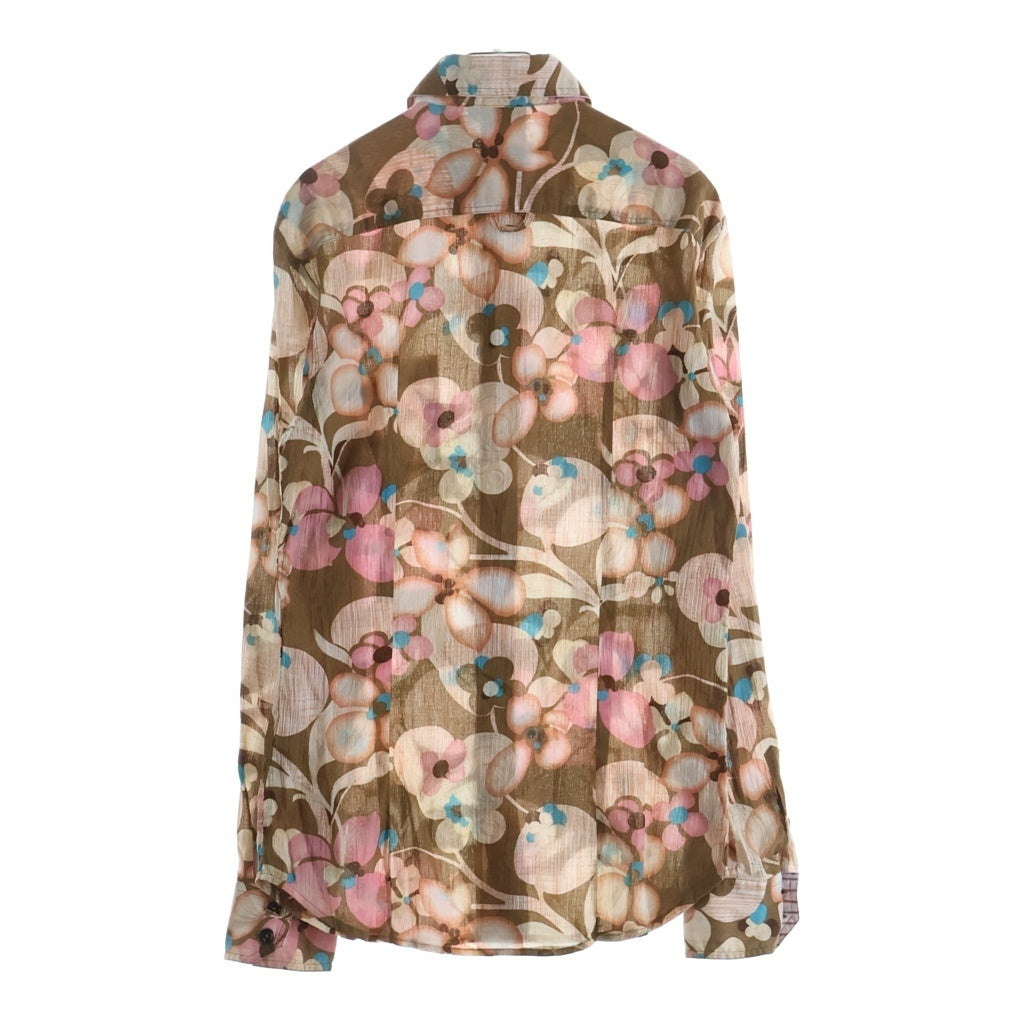 DOLCE & GABBANA(ドルチェアンドガッバーナ) 総柄 フローラルプリント コットン 長袖 シャツ #44 ブラウン/マルチカラー