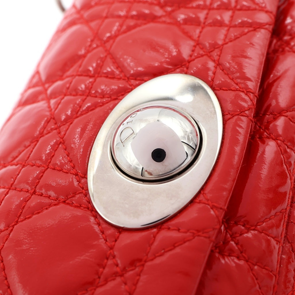 Christian Dior(クリスチャンディオール) カナージュ ワンショルダーバッグ レッド パテント シルバー金具 レディース