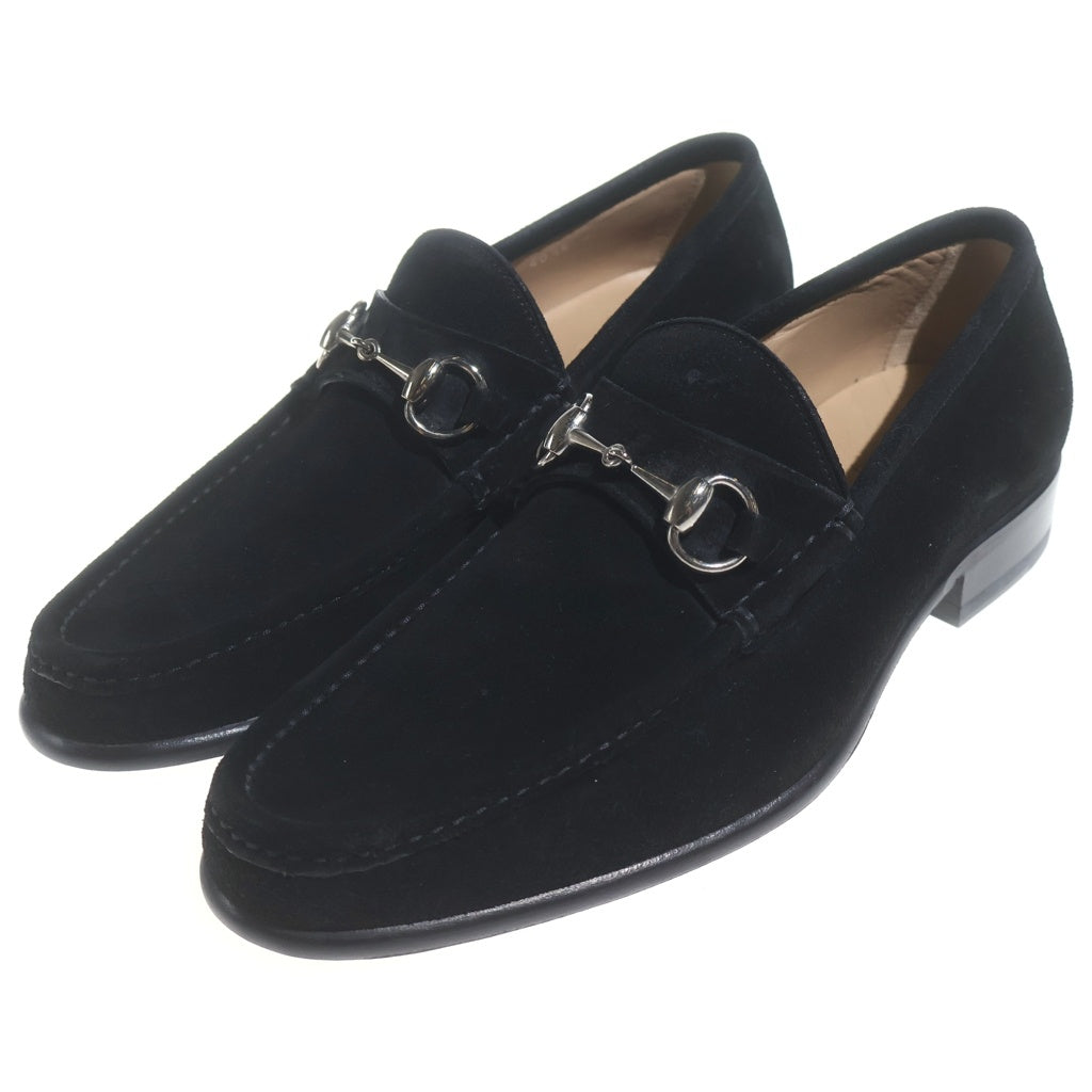 GUCCI(グッチ) ホースビット スエードローファー シューズ シルバー金具 ブラック 115316