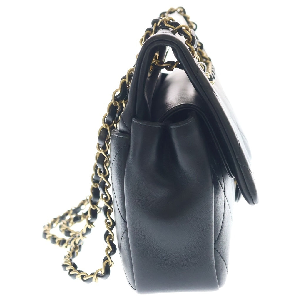 CHANEL(シャネル) マトラッセ30 ハンドル ショルダーバック Wフラップ ゴールド金具 ラムスキン ブラック レディース