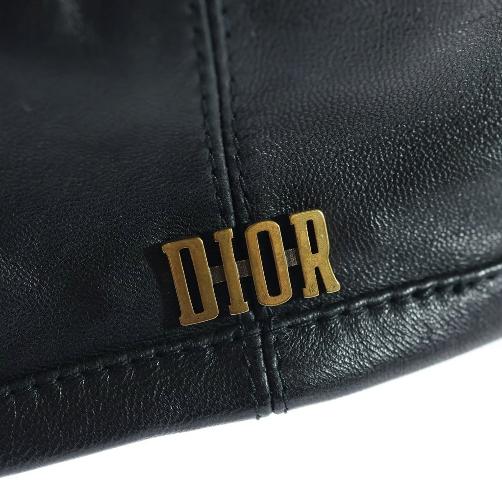 DIOR(ディオール) Bee 刺繍 ベレー帽 ブラック レザー レディース