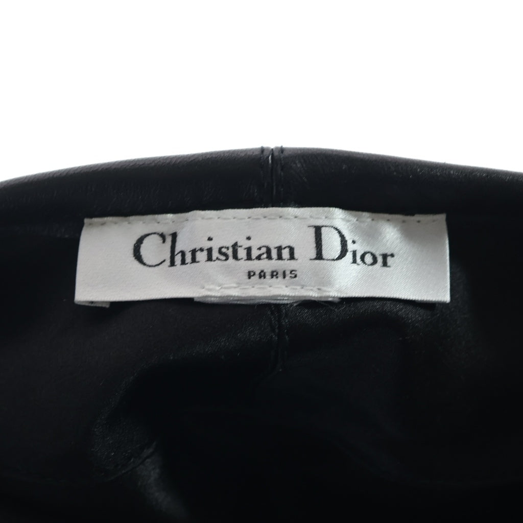 DIOR(ディオール) Bee 刺繍 ベレー帽 ブラック レザー レディース