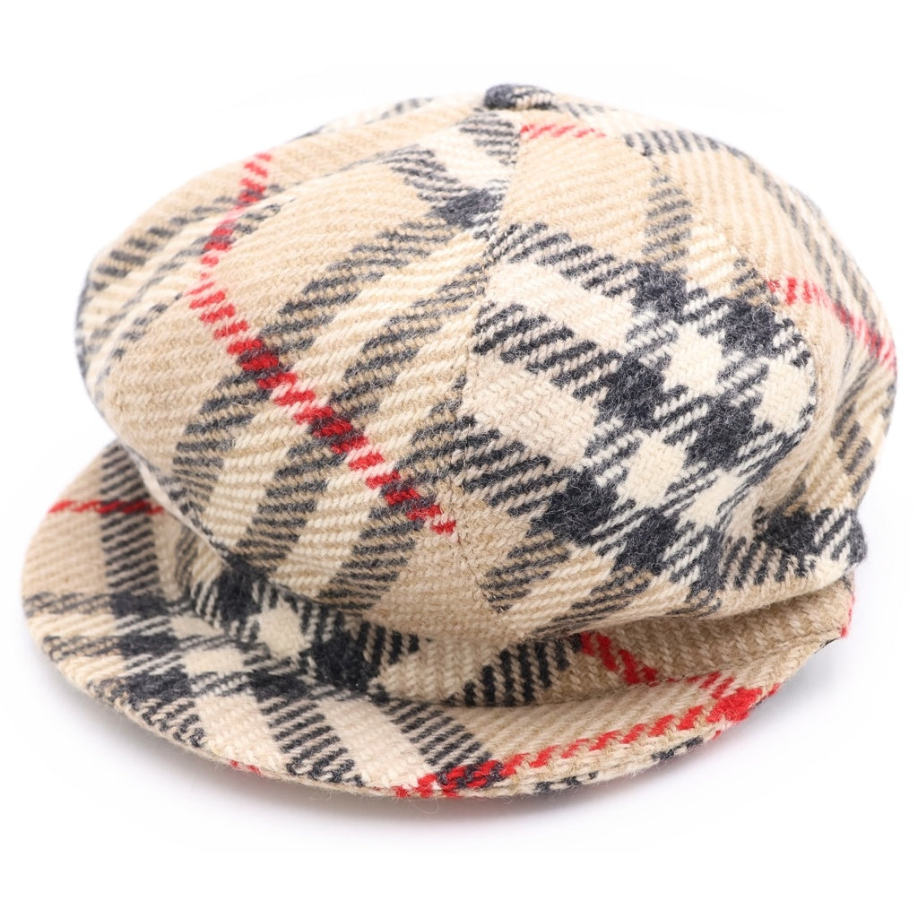 BURBERRY(バーバリー) ノバチェック総柄 ツイード ウール キャスケット 帽子 ベージュ レディース