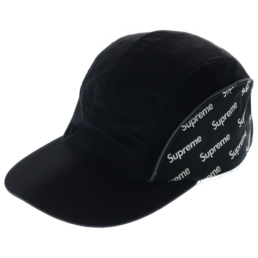 SUPREME(シュプリーム) 18SS Diagonal Logo Side Panel Camp Cap ダイアゴナルロゴプリント サイドパネル キャンプキャップ 帽子 ブラック レディース