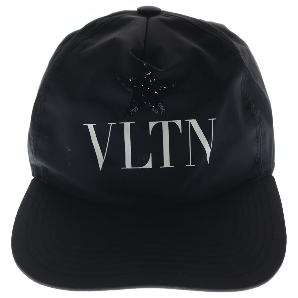 VALENTINO(ヴァレンティノ) VLTN ロゴプリント スパンコール刺繍 スター ナイロン ベースボールキャップ 帽子 ブラック UW2HDA23LXH レディース