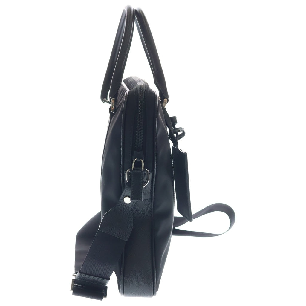 PRADA(プラダ) 2WAY ブリーフバッグ テスート 2WAYハンドバッグ ショルダーバッグ ビジネスバッグ ブラック ナイロン サフィアーノ 2VE368 シルバー金具 レディース