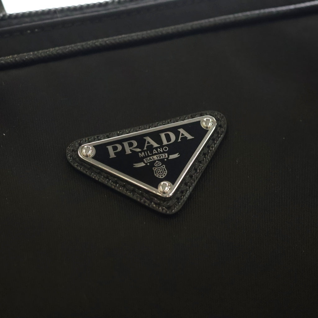 PRADA(プラダ) 2WAY ブリーフバッグ テスート 2WAYハンドバッグ ショルダーバッグ ビジネスバッグ ブラック ナイロン サフィアーノ 2VE368 シルバー金具 レディース