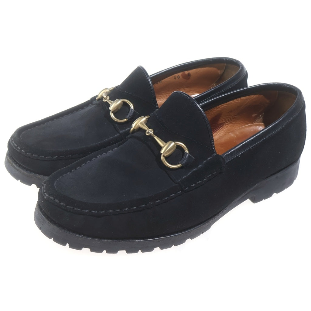 GUCCI(グッチ) ホースビットローファー スエード ゴールド金具 ブラック 111 6030 レディース