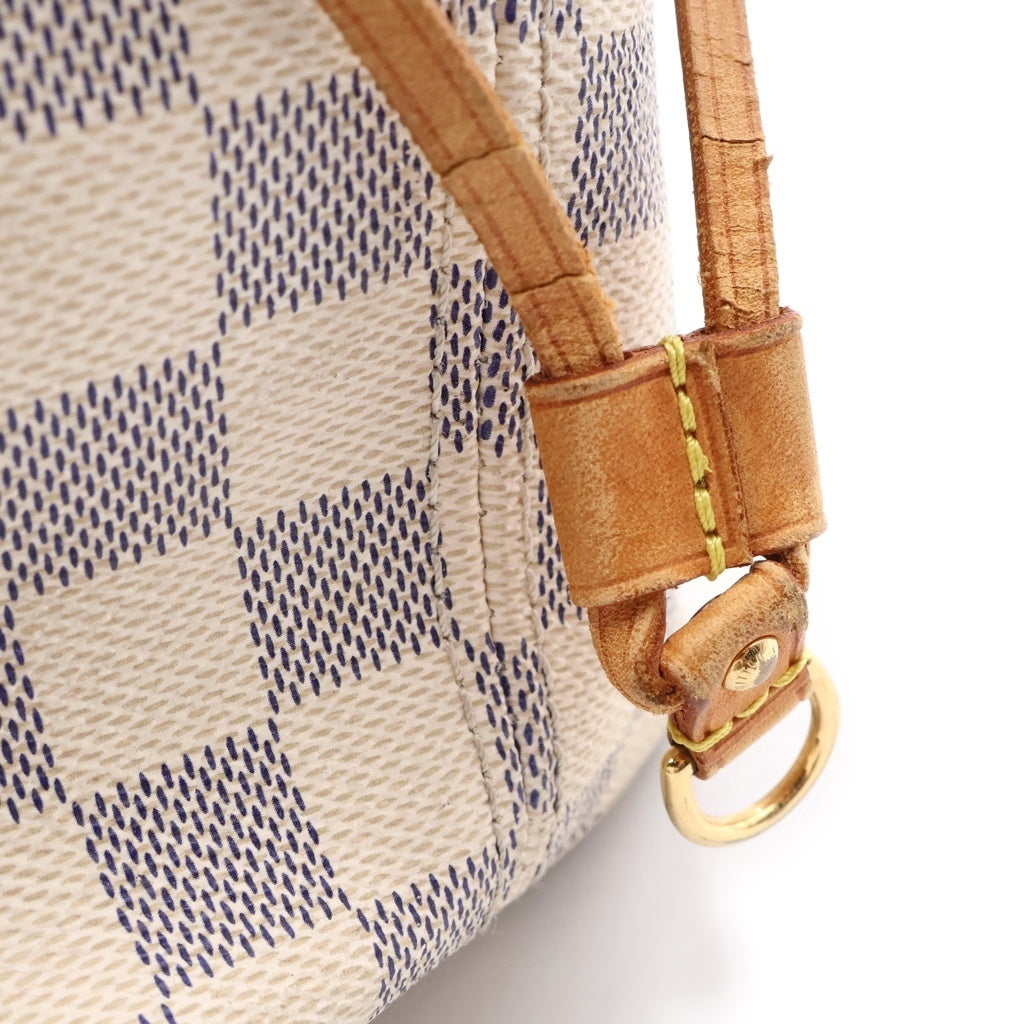 LOUIS VUITTON(ルイヴィトン) ダミエ アズール ネヴァーフルMM ハンドバッグ トートバッグ アイボリー レザー×PVC N51107 ゴールド金具 レディース
