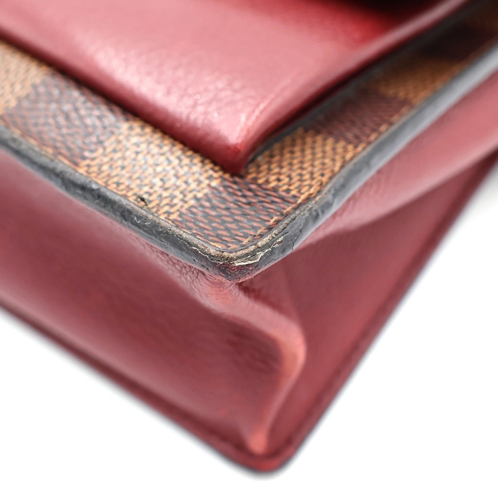 LOUIS VUITTON(ルイヴィトン) ポルトフォイユ ヴァヴァン チェーンショルダーバッグ ミニバッグ ウォレット ブラウン×ワインレッド レザー×PVC N60222 ゴールド金具 レディース