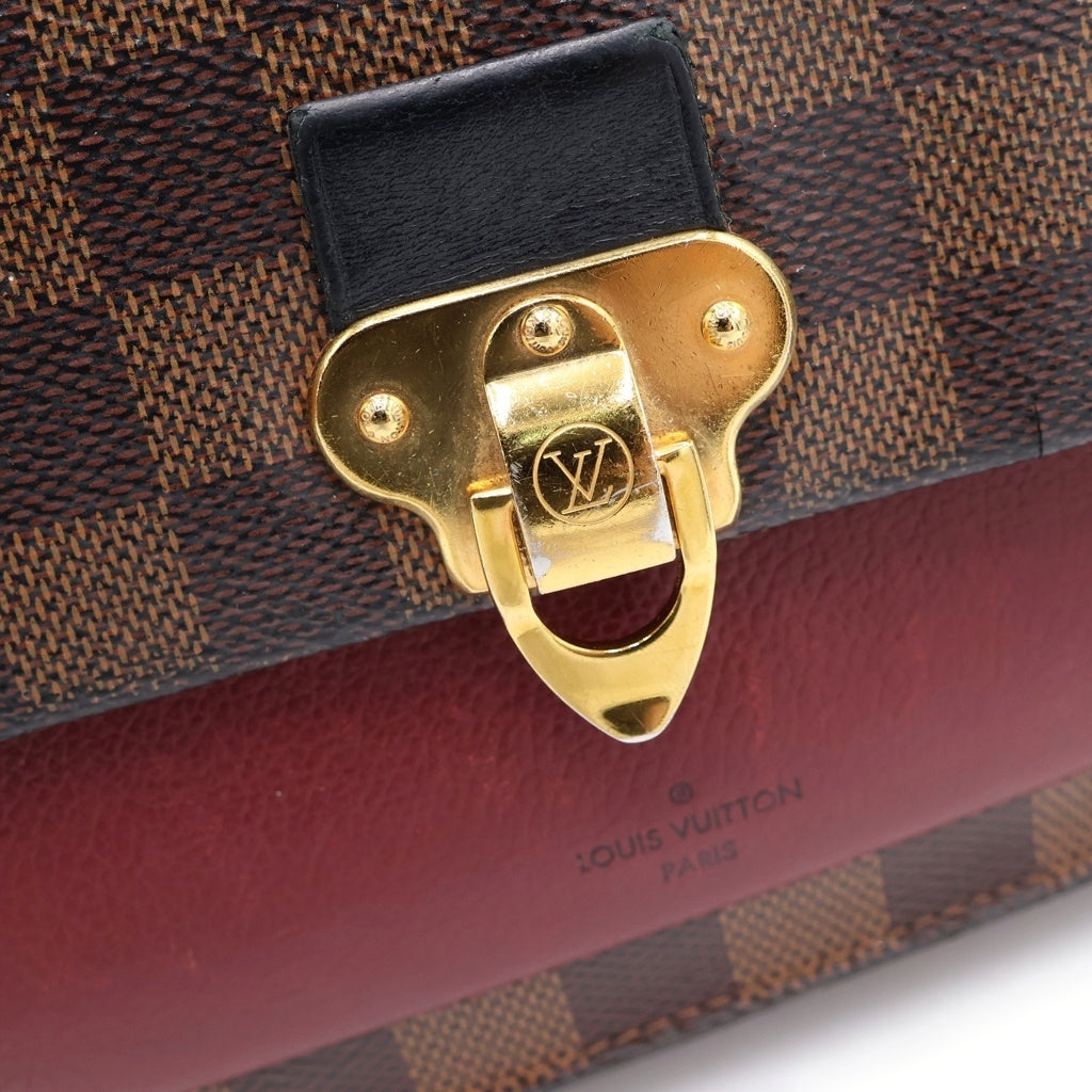 LOUIS VUITTON(ルイヴィトン) ポルトフォイユ ヴァヴァン チェーンショルダーバッグ ミニバッグ ウォレット ブラウン×ワインレッド レザー×PVC N60222 ゴールド金具 レディース