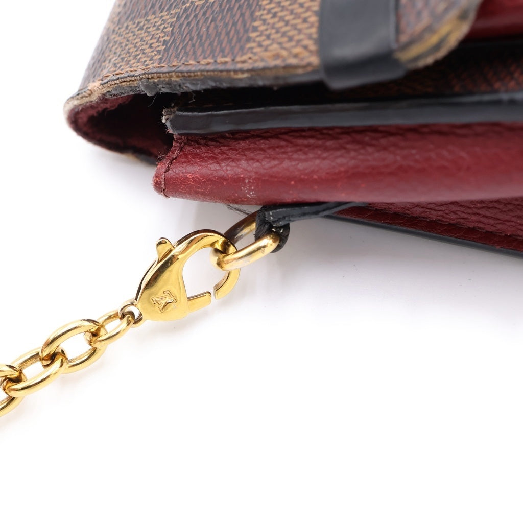 LOUIS VUITTON(ルイヴィトン) ポルトフォイユ ヴァヴァン チェーンショルダーバッグ ミニバッグ ウォレット ブラウン×ワインレッド レザー×PVC N60222 ゴールド金具 レディース
