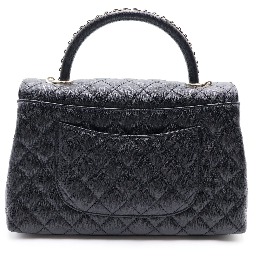 CHANEL(シャネル) ココハンドル ターンロック 2WAYハンドバッグ チェーンショルダーバッグ ブラック キャビアスキン ゴールド金具 レディース