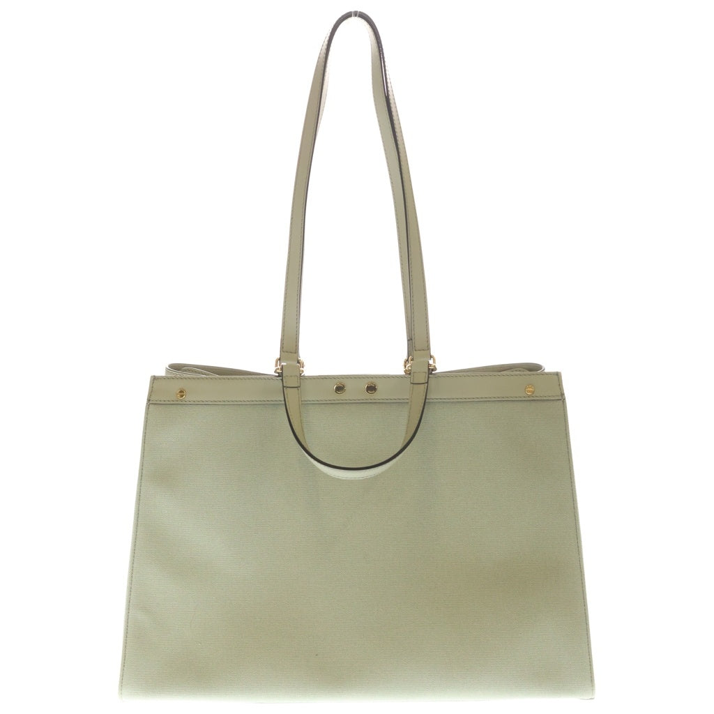 FENDI(フェンディ) エックストートバッグ ズッカ柄 ミディアム ハンドバッグ ライトグリーン キャンバス×レザー 8BH374 ゴールド金具 レディース