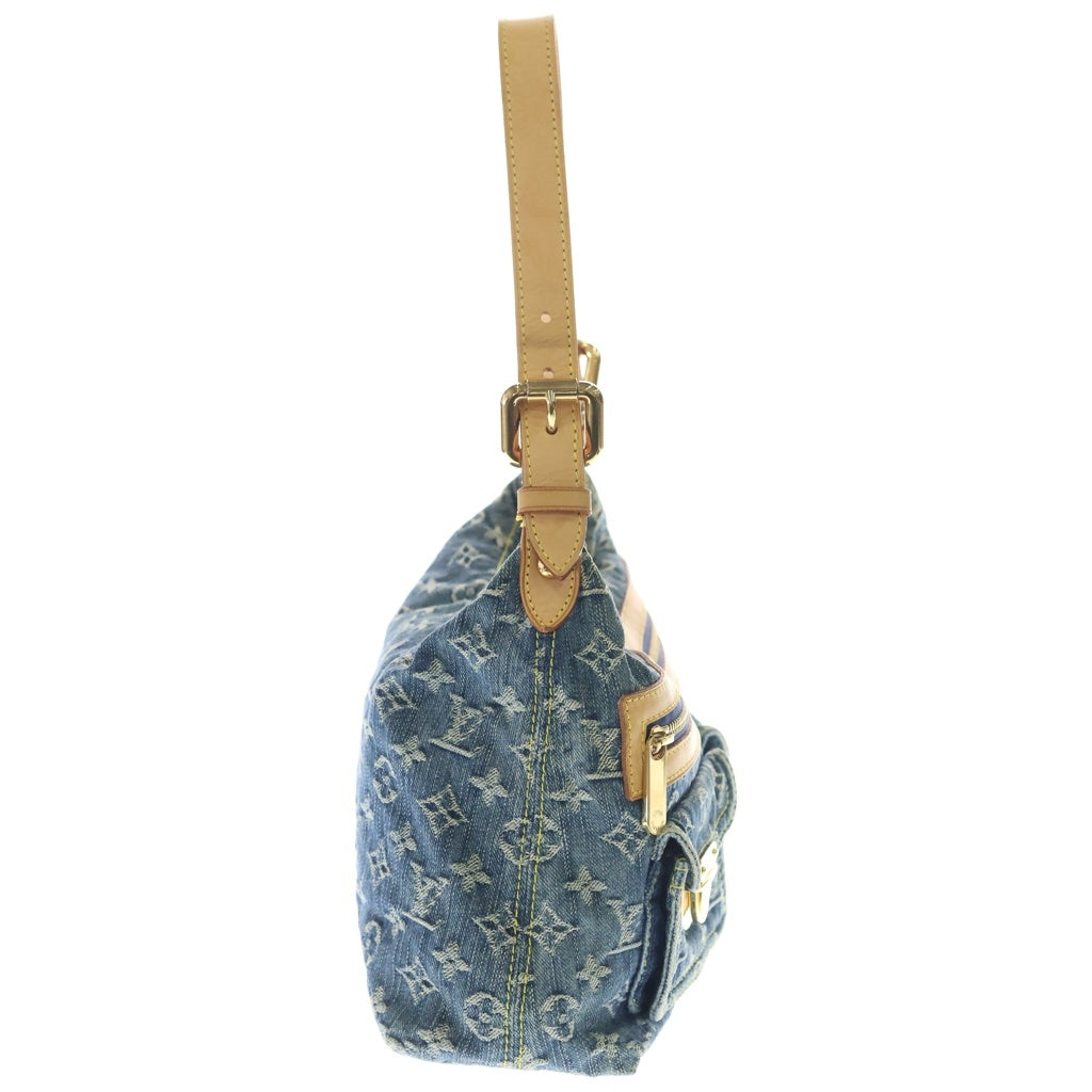 LOUIS VUITTON(ルイヴィトン) モノグラムデニム バギーPM ワンショルダーバッグ インディゴブルー×ブラウン レザー×デニム M95049 ゴールド金具 レディース