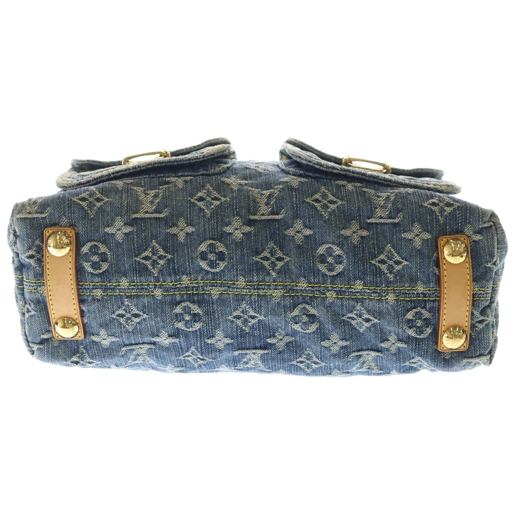 LOUIS VUITTON(ルイヴィトン) モノグラムデニム バギーPM ワンショルダーバッグ インディゴブルー×ブラウン レザー×デニム M95049 ゴールド金具 レディース