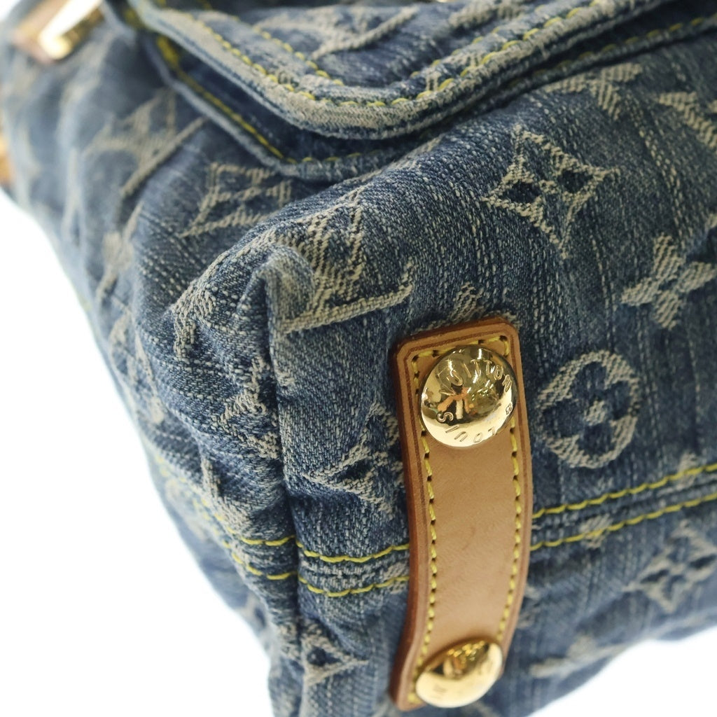 LOUIS VUITTON(ルイヴィトン) モノグラムデニム バギーPM ワンショルダーバッグ インディゴブルー×ブラウン レザー×デニム M95049 ゴールド金具 レディース