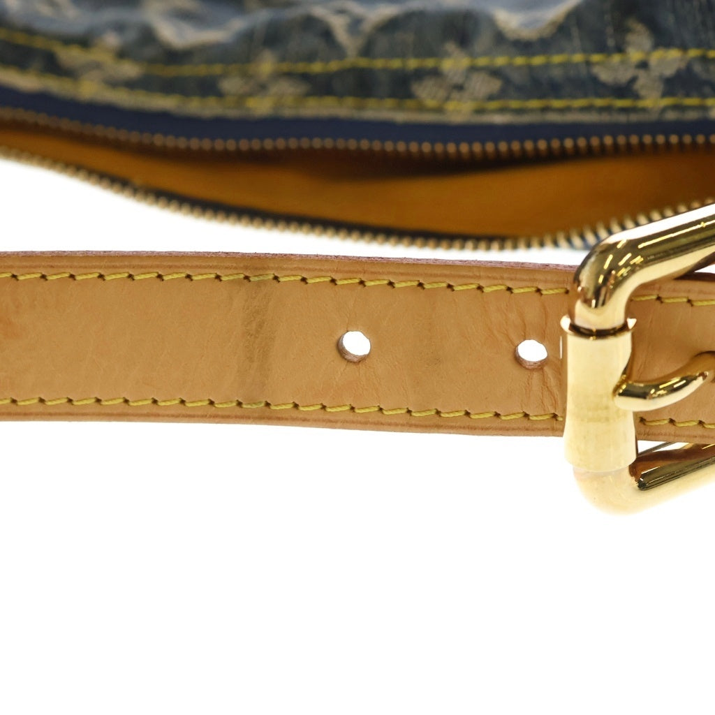 LOUIS VUITTON(ルイヴィトン) モノグラムデニム バギーPM ワンショルダーバッグ インディゴブルー×ブラウン レザー×デニム M95049 ゴールド金具 レディース