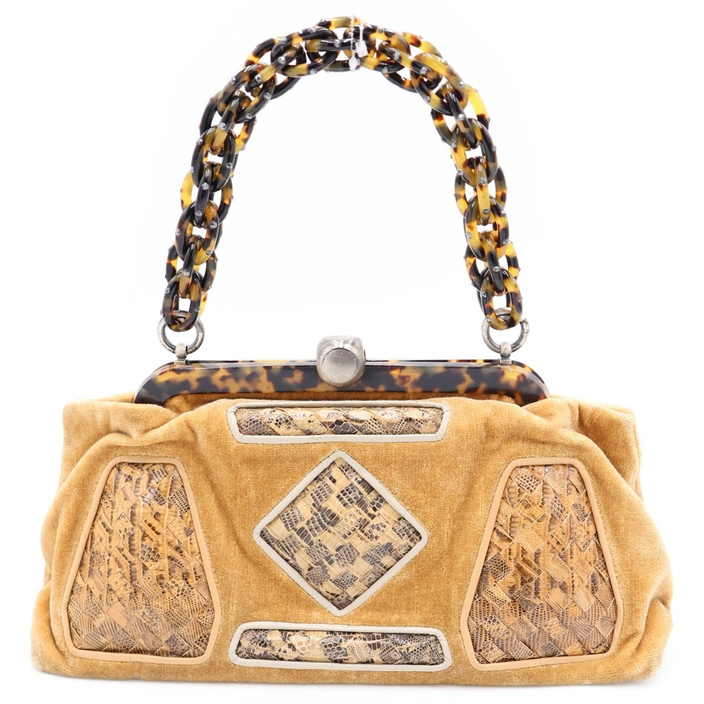 BOTTEGA VENETA(ボッテガヴェネタ) ハンドバッグ ベージュ スエード×パイソン レディース