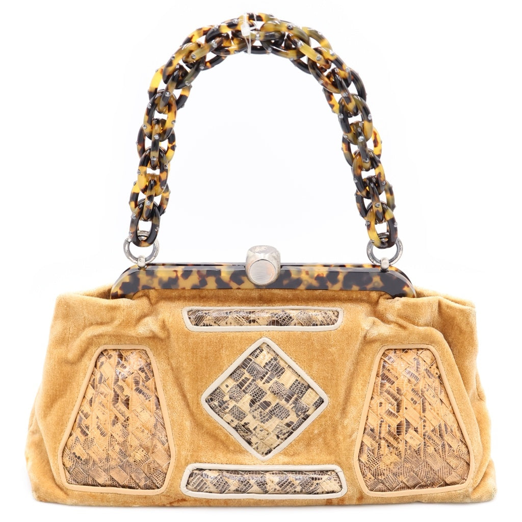 BOTTEGA VENETA(ボッテガヴェネタ) ハンドバッグ ベージュ スエード×パイソン レディース
