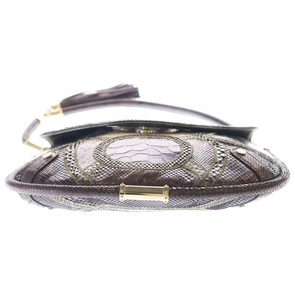 GUCCI(グッチ) インターロッキングG ショルダーバッグ パープル パイソン 167732 ゴールド金具 レディース
