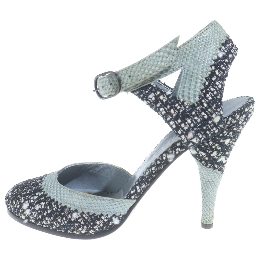 CHANEL(シャネル) ツイードヒールパンプス ブラック×ミントグリーン #36 レディース