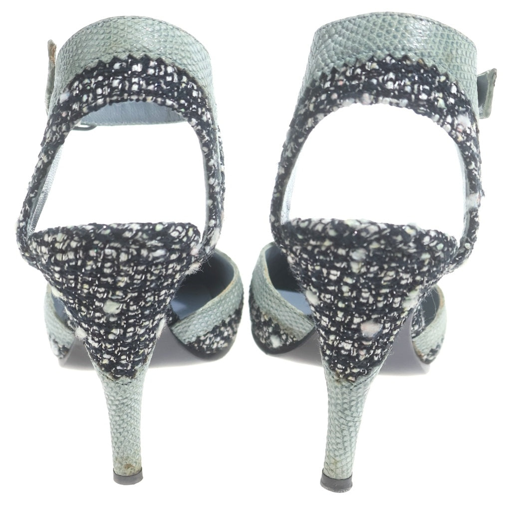 CHANEL(シャネル) ツイードヒールパンプス ブラック×ミントグリーン #36 レディース