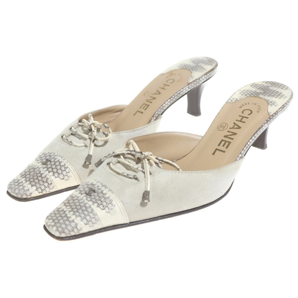 CHANEL(シャネル) ココマーク ヒールパンプス ホワイト スエード× #35 レディース