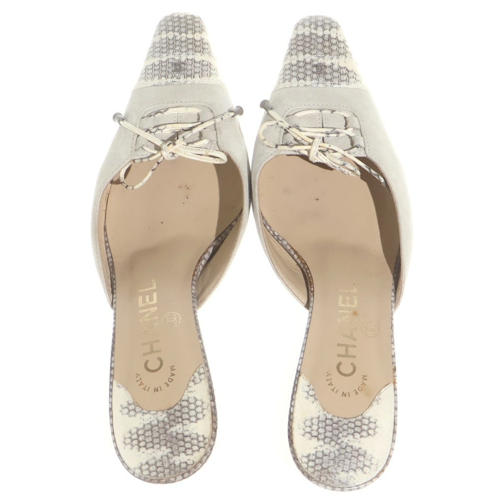 CHANEL(シャネル) ココマーク ヒールパンプス ホワイト スエード× #35 レディース