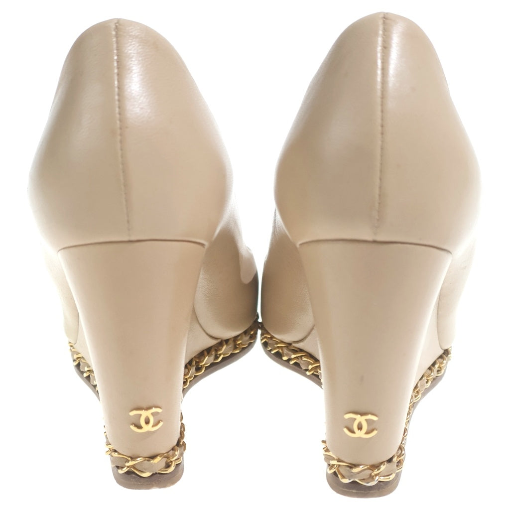 CHANEL(シャネル) チェーン レザーパンプス ベージュ #36 1/2 レディース