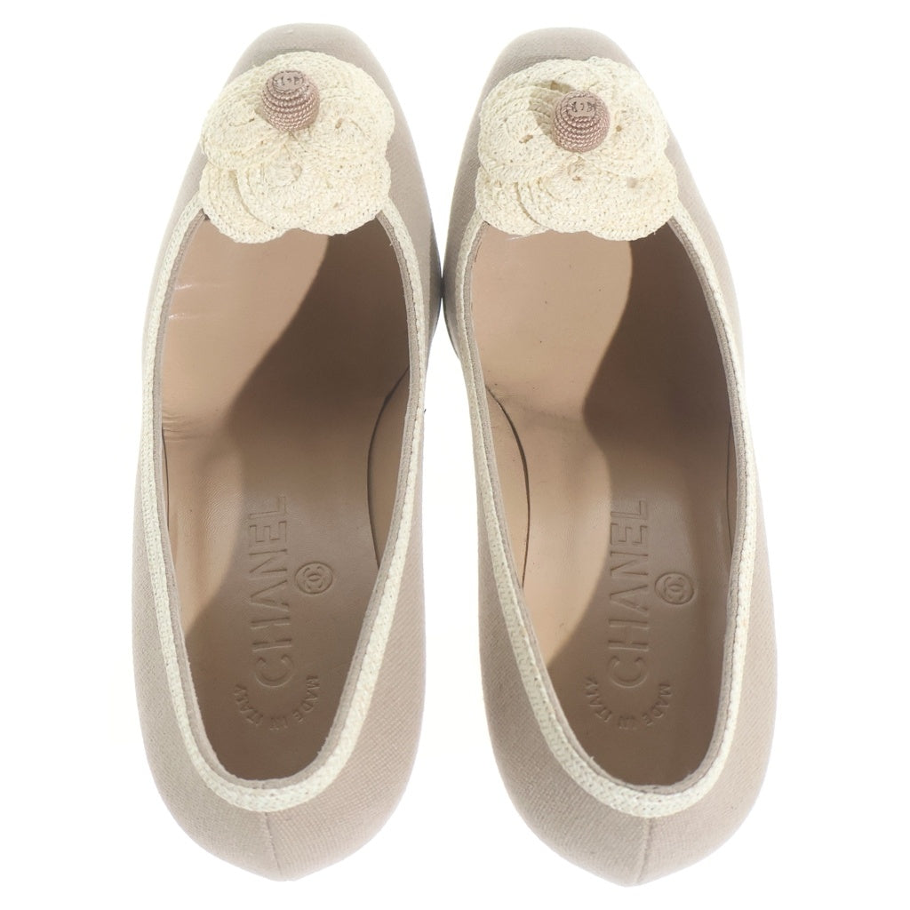 CHANEL(シャネル) カメリア ヒールパンプス ベージュ キャンバス #36 レディース
