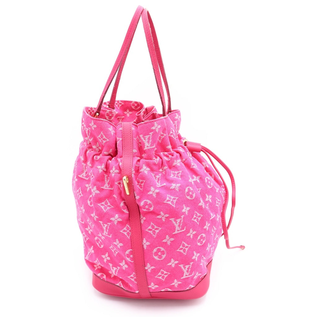 LOUIS VUITTON(ルイヴィトン) モノグラムデニム ノエフルMM 2WAYバッグ ハンドバッグ ショルダーバッグ ピンク レザー×デニム M40870 ゴールド金具 レディース